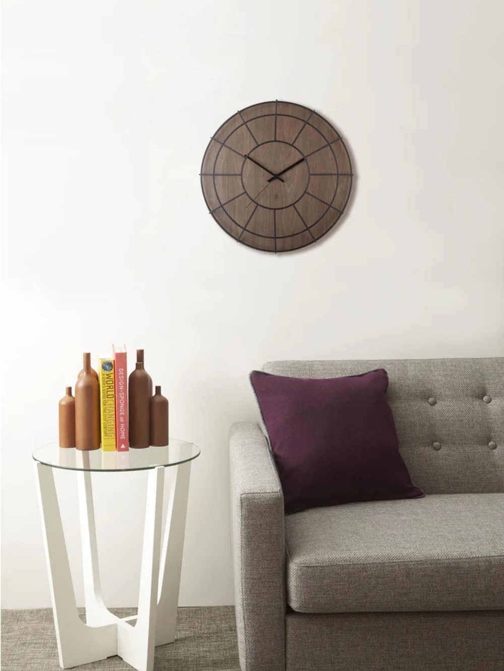 Umbra Black metal and solid wood Modern Wall Clock